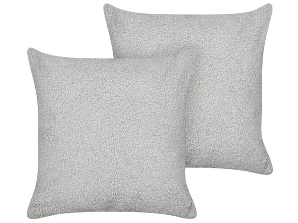 Sett med 2 dekorative puter Grå Boucle 45 x 45 cm Vevd, avtagbar med glidelås Boho-tilbehør