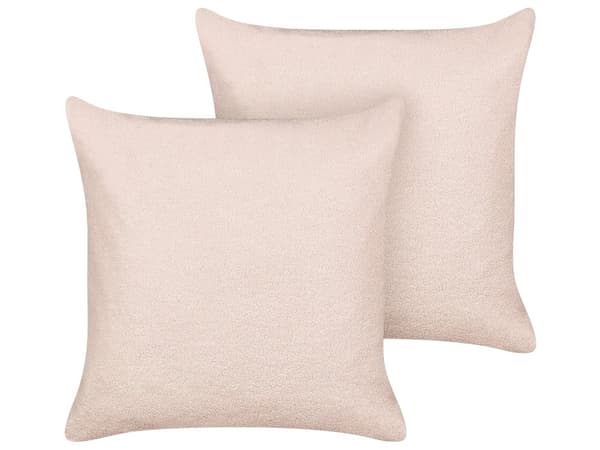 Sett med 2 dekorative puter Rosa Boucle 60 x 60 cm Vevd, avtagbar med glidelås Boho-tilbehør