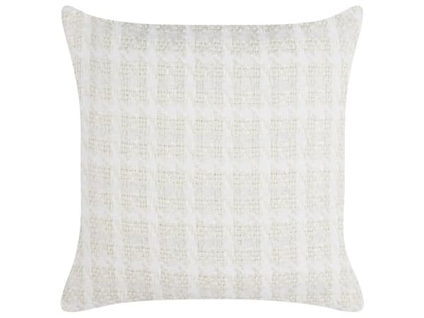 Prydnadskudde set om 2 Beige Tyg 45 x 45 cm Överdrag med Rutigt Mönster Textilier Vardagsrum Sovrum