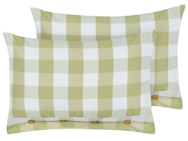 Prydnadskudde set om 2 Grön Tyg 40 x 60 cm Rutigt Mönster Textil i lantlig stil Vardagsrum Sovrum