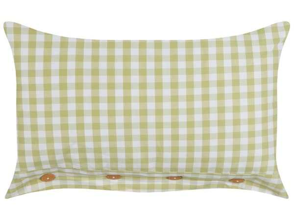 2 st Dekorativ kudde Olivgrönt och vitt rutigt mönster 40 x 60 cm Knappar Modern inredning Accessoarer Sovrum Vardagsrum