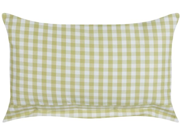 2 st Dekorativ kudde Olivgrönt och vitt rutigt mönster 40 x 60 cm Knappar Modern inredning Accessoarer Sovrum Vardagsrum