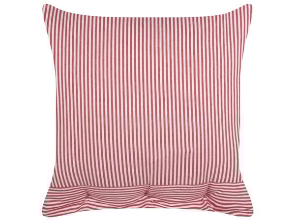 Dekorativ kudde Röd och vit bomull 45 x 45 cm Randigt mönster Knappar Retro Dekor Accessoarer Sovrum Vardagsrum
