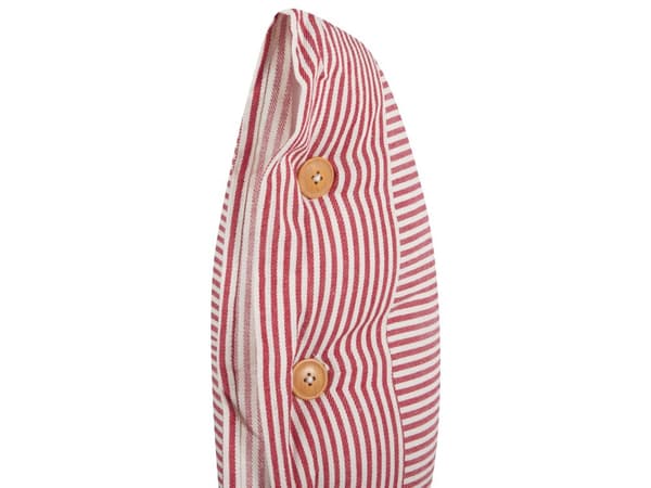 Dekorativ kudde Röd och vit bomull 45 x 45 cm Randigt mönster Knappar Retro Dekor Accessoarer Sovrum Vardagsrum