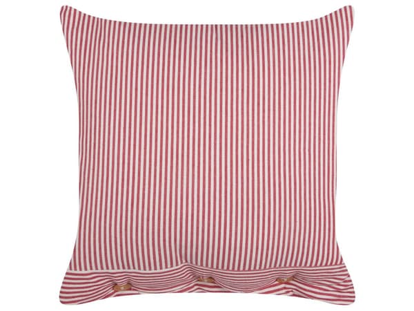 Dekorativ kudde Röd och vit bomull 45 x 45 cm Randigt mönster Knappar Retro Dekor Accessoarer Sovrum Vardagsrum
