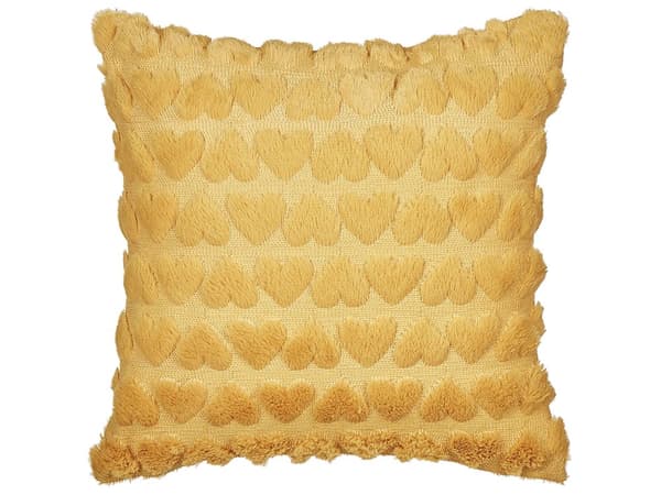 Set om 2 prydnadskuddar Beige bomull 45 x 45 cm Broderat hjärtmönster