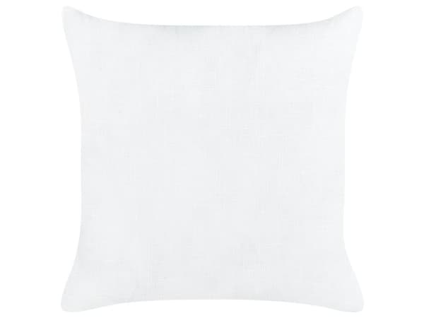 Prydnadskuddar Set om 2 Vit Linne Bomull 50 x 50 cm Dekorativ Text Klassisk Retro Dekor Tillbehör Vardagsrum Sovrum