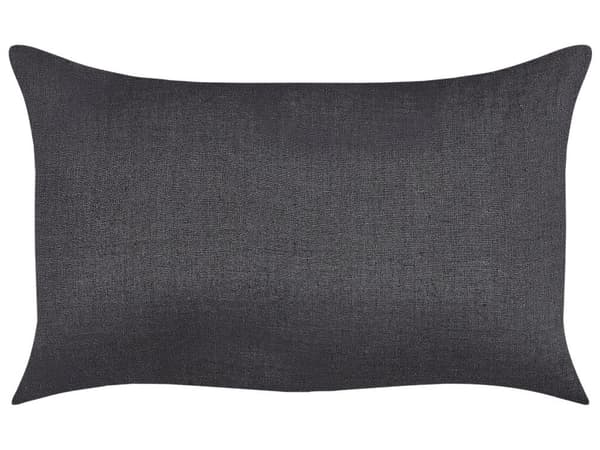Prydnadskuddar set om 2 Svart Linne Bomull 30 x 50 cm Dekorativa Knappar Klassisk Retro Dekor Tillbehör Vardagsrum Sovrum