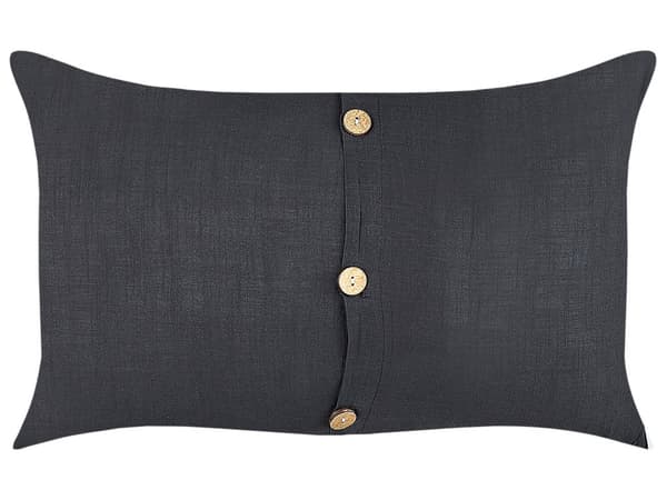 Prydnadskuddar set om 2 Svart Linne Bomull 30 x 50 cm Dekorativa Knappar Klassisk Retro Dekor Tillbehör Vardagsrum Sovrum