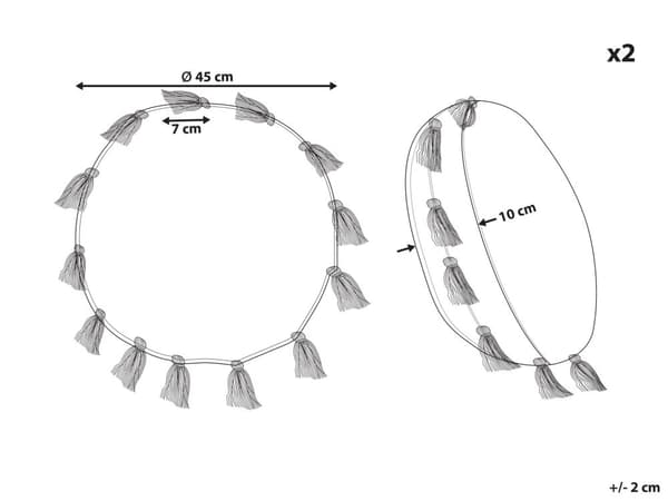 Set med 2 Dekorativa Kuddar Grön Bomull 45 cm Rund med Tofsar Modern Bohemisk Dekor Tillbehör