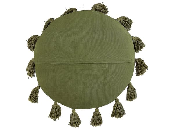 Set med 2 Dekorativa Kuddar Grön Bomull 45 cm Rund med Tofsar Modern Bohemisk Dekor Tillbehör