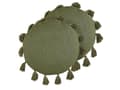 Miniatyrbild 1 av 7: Set med 2 Dekorativa Kuddar Grön Bomull 45 cm Rund med Tofsar Modern Bohemisk Dekor Tillbehör