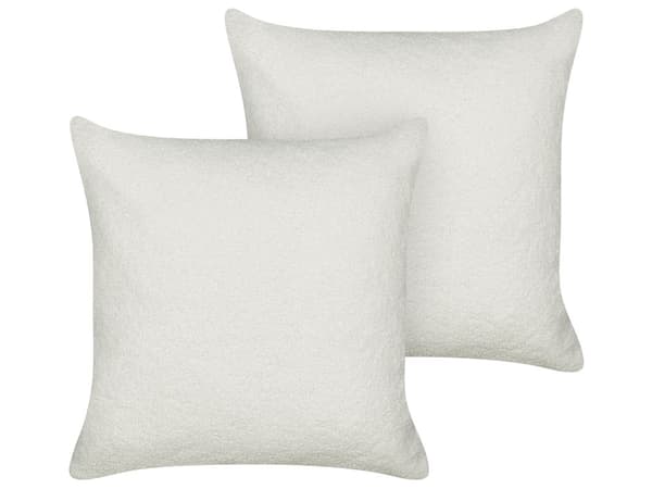 2 st prydnadskuddar Vit Boucle 45 x 45 cm Vävda Avtagbara med dragkedja Boho Dekor Tillbehör