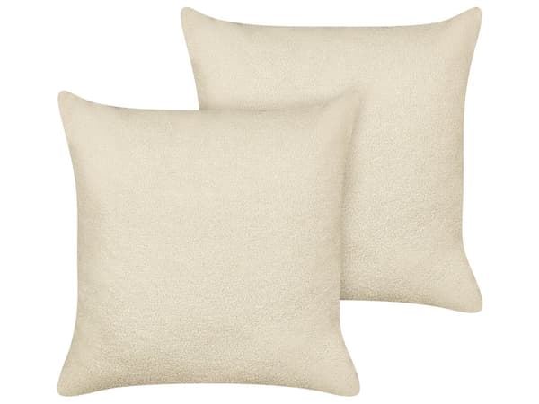 2 st prydnadskuddar Beige Boucle 60 x 60 cm Vävda Avtagbara med dragkedja Boho Dekortillbehör