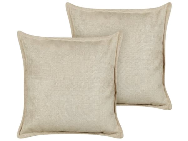 Prydnadskuddar 2 st Beige Polyestertyg Enfärgat Mönster 60 x 60 cm Heminredning Textilier Tillbehör Vardagsrum Sovrum