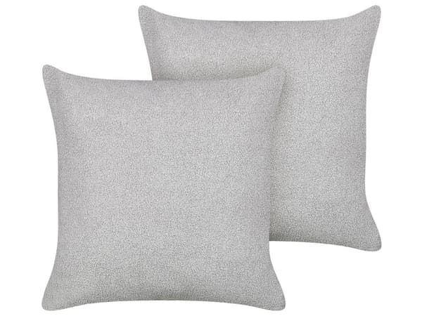 2 st prydnadskuddar Grå Boucle 60 x 60 cm Vävda Avtagbara med dragkedja Boho Dekortillbehör