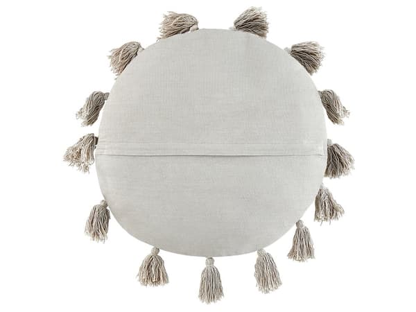 Set med 2 Dekorativa Kuddar Grå Bomull 45 cm Rund med Tofsar Modern Bohemisk Dekor Tillbehör