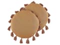 Miniatyrbilde 1 av 7: Sett med 2 pynteputer Oransje Bomull ø 45 cm Rund form Dekorative dusker Moderne Boho Tilbehør Tekstiler