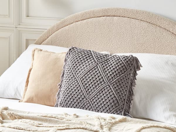 Prydnadskuddar Set om 2 Grå Bomull Makramé 45 x 45 cm med tofsar Rep Boho Retro Inredning Tillbehör