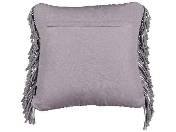 Prydnadskuddar Set om 2 Grå Bomull Makramé 45 x 45 cm med tofsar Rep Boho Retro Inredning Tillbehör