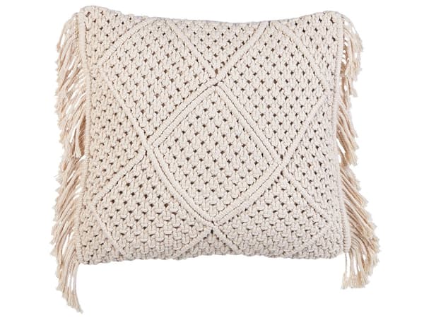 Prydnadskuddar Set om 2 Beige bomull Makramé 45 x 45 cm med tofsar Rep Boho Retro Dekor Tillbehör