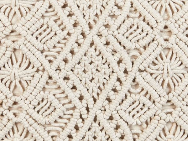 Dekorativa kuddar Set om 2 Beige bomull Makramé 45 x 45 cm med tofsar Rep Boho Retro Dekor Tillbehör