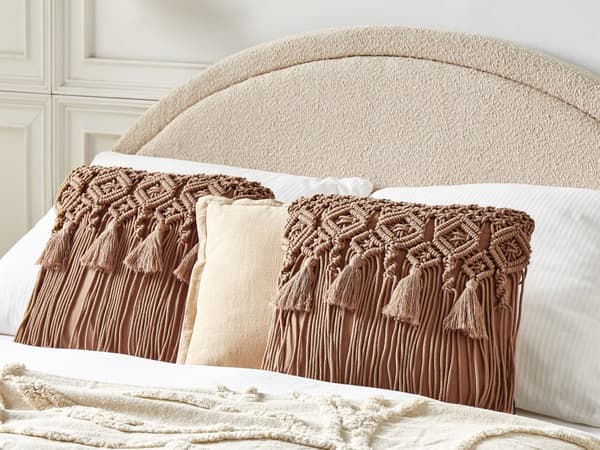 Prydnadskuddar Set om 2 Brun bomull Makramé 45 x 45 cm med tofsar Rep Boho Retro Dekor Tillbehör