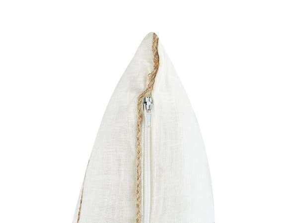 Sett med 2 dekorative puter Hvit og beige lin bomull 50 x 50 cm Stripete mønster Dekor tilbehør