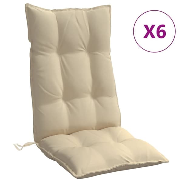vidaXL Stolsdynor för stolar med hög rygg 6 st beige oxfordtyg