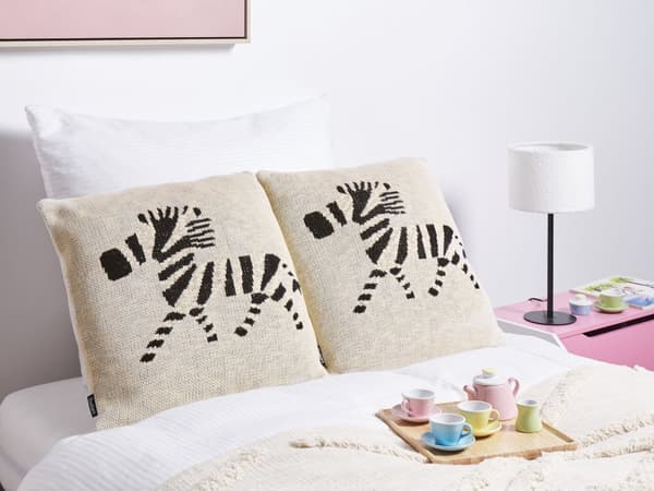 2-pack Prydnadskuddar för barn Beige Bomullsöverdrag 45 x 45 cm Zebramönster Sovrumstillbehör för barn