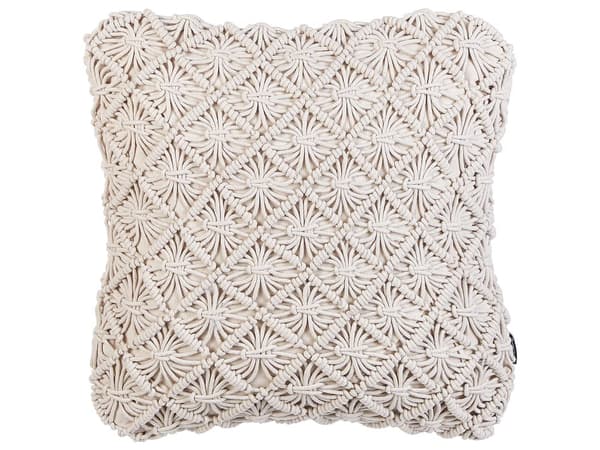 Sett med 2 dekorative puter Lys beige bomullsmakramé 45 x 45 cm Rope Boho Retro Dekorasjonstilbehør
