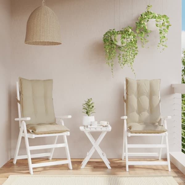 vidaXL stolehynder m. høj ryg 2 stk. oxfordstof beige
