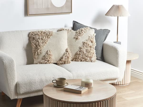 Prydnadskuddar 2 st beige bomull 45 x 45 cm kuddar med mjuk fyllning tillbehör vardagsrum sovrum