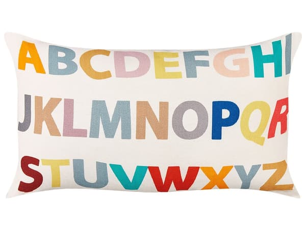 Prydnadskuddar för barn set om 2 Flerfärgade Bomullsöverdrag 45 x 45 cm Alfabetiskt Mönster Tillbehör för barn Sovrum Barnrum
