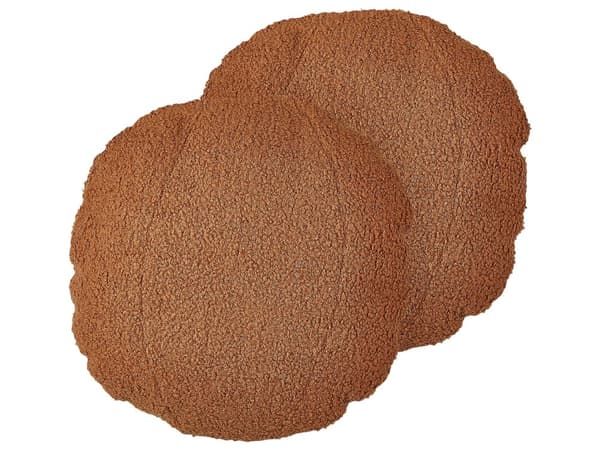 Sett med 2 puter Brunt bamsestoff ⌀ 30 cm Kasteputer Dekorative puter med mykt fyll Tilbehør Stue Soverom