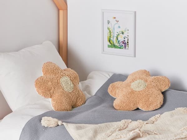 2 st Barnkuddar Persikorosa Bomullskuddar Formad som en blomma Kudde Dekorationer Blommigt Tema Textilier