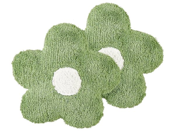 2 st Barnkuddar Grön Bomullskuddar Formad som en blomma Kudde Dekorationer Blommigt Tema Textilier