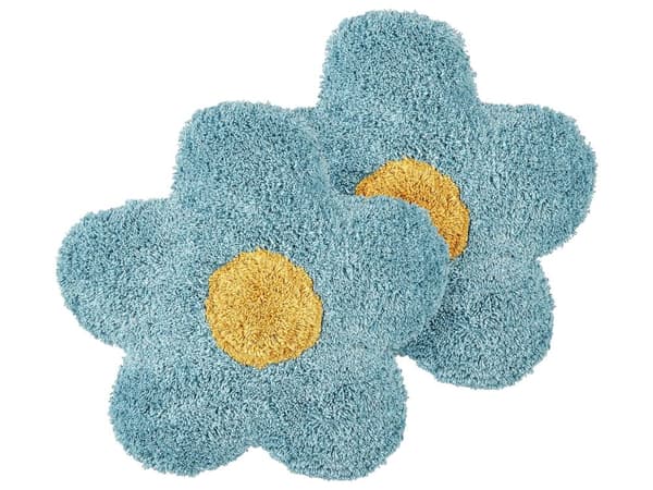 Sett med 2 pynteputer Blå Bomull 30 x 30 cm Blomsterform Avtakbare trekk Dekorasjon Tekstiler Barnerom Barneputer