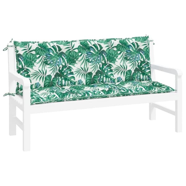 vidaXL Bänkdynor för trädgården 2st bladmönster 150x50x7cm oxfordtyg