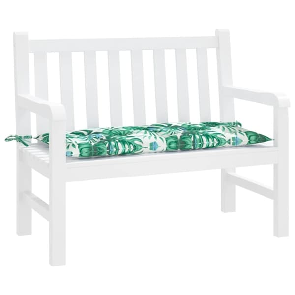 vidaXL Bänkdyna för trädgården bladmönster 110x50x7cm oxfordtyg