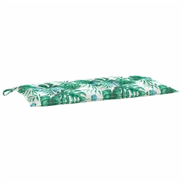 vidaXL Bänkdyna för trädgården bladmönster 110x50x7cm oxfordtyg