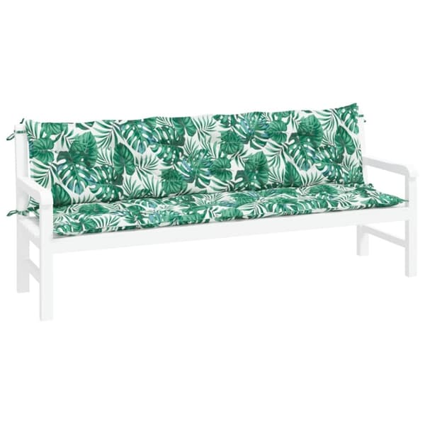 vidaXL Bänkdynor för trädgården 2st bladmönster 200x50x7cm oxfordtyg