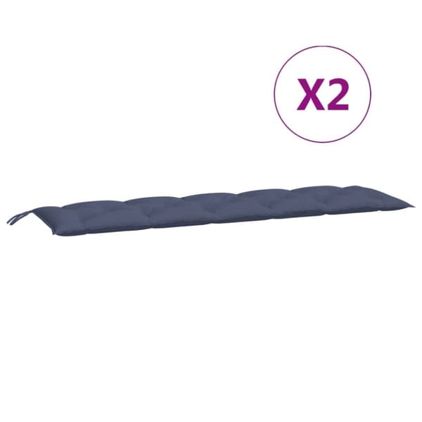 vidaXL hynder til havebænk 2 stk. 180x50x7 cm oxfordstof marineblå