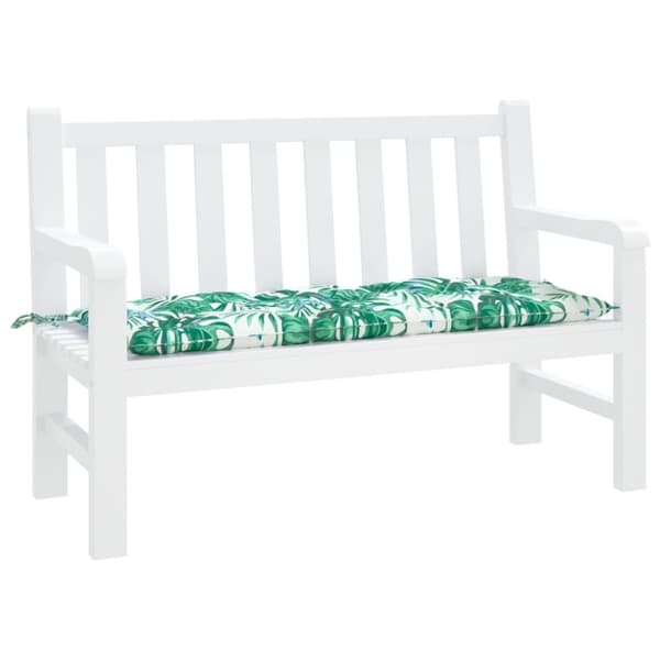 vidaXL Bänkdyna för trädgården bladmönster 120x50x7cm oxfordtyg