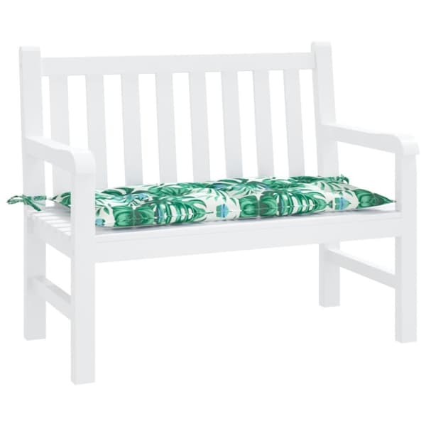 vidaXL Bänkdyna för trädgården bladmönster 100x50x7 cm oxfordtyg