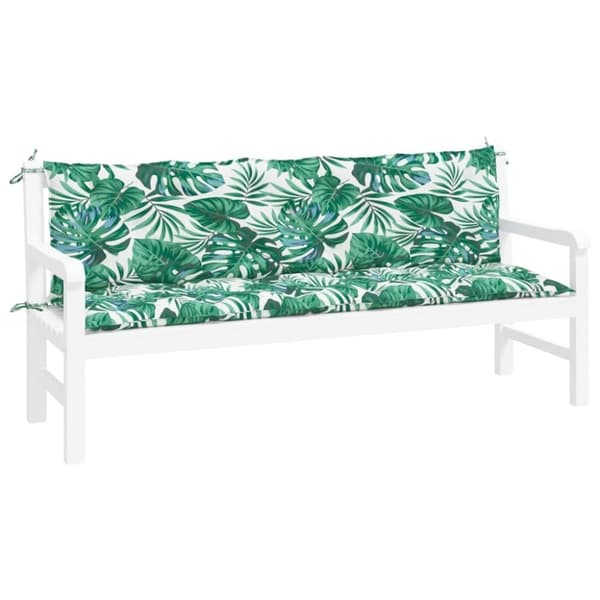 vidaXL Bänkdynor för trädgården 2st bladmönster 180x50x7cm oxfordtyg