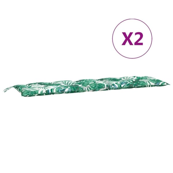vidaXL hynder til havebænk 2 stk. 180x50x7 cm oxfordstof bladmønster