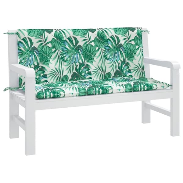 vidaXL Bänkdynor för trädgården 2st bladmönster 120x50x7cm oxfordtyg