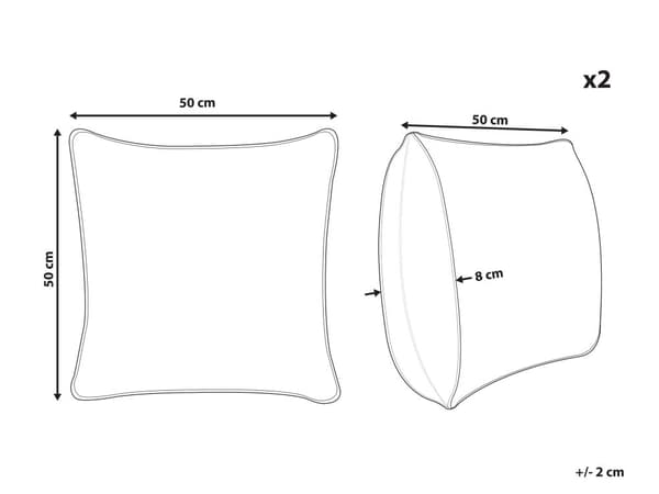 Prydnadskuddar set om 2 Grå och Vit Linne Bomull 50 x 50 cm Randigt Mönster Dekoration Tillbehör Vardagsrum Sovrum