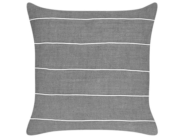 Prydnadskuddar set om 2 Grå och Vit Linne Bomull 50 x 50 cm Randigt Mönster Dekoration Tillbehör Vardagsrum Sovrum